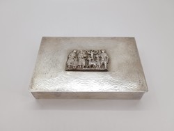 Tevan Margit ezüstözött fém doboz (ZK)