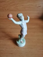 Zsolnay porcelán labdás kislány figura 13,5 cm magas (po-4)