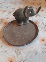 Antique silver plated elephant ring holder bowl