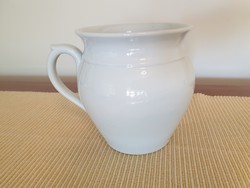 Old Zsolnay porcelain white stemmed folk large mug