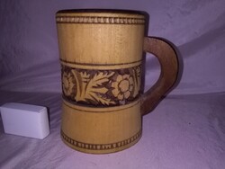 Carved wooden cup and beer mug