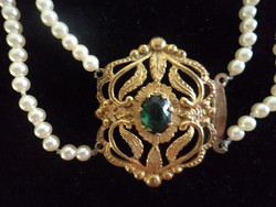 Elegant two-row necklace with antique copper clasp !!