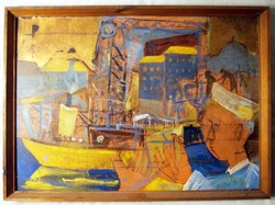 Béla Kondor's painting entitled Ship Crane