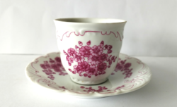 Gyönyörű Hollóházi rózsaszín bogyós kávés csésze készlet