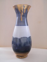 Unique handmade painted glass vase with gold decoration