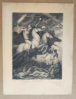 Helbing Ferenc  Az apokalipszis lovasai 34x26 cm  rézkarc