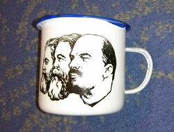 Retro metal mug, Marx, Engels, Lenin