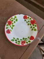 Lampart rose flowering enamel enameled plate deep plate collectible piece nostalgia