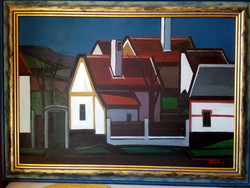 Joseph Ircsik. House group oil painting