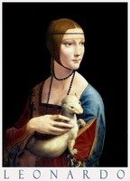 Leonardo da Vinci Hermelines hölgy 1490 festmény művészeti plakátja, reneszánsz női portré