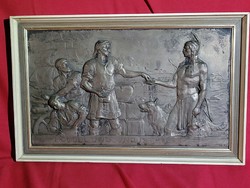 HANDEL UND INDUSTRIE ezüstözött dombormű, relief