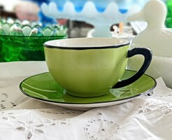 Régi Zsolnay élénk almazöld teás csésze