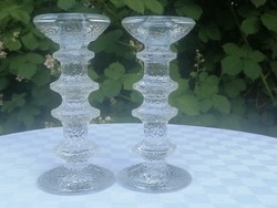 Iittala ice glass candlestick pair