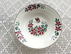 Régi antik Wilhelmsburgi fajansz népi falidísz lepkés virágos fali tányér lepke mintás Wilhelmsburg