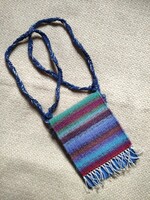 'Azure sunset' hand-woven wool satchel/belt bag