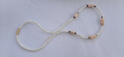 Vintage shells and glass beads, string of pearls, necklace