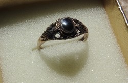 Fekete köves antik ötvös ezüst gyűrű
