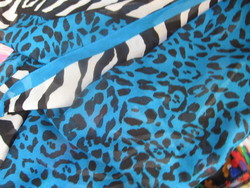 Blue and black zebra and panther patterned stole, scarf