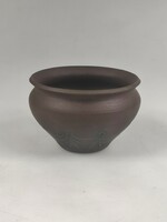 Sárkány Kata: Barna színű iparművészeti kerámia kőedény porcelán tálka