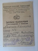 D190605 Tagsági Igazolvány - Magyar -Szovjet Társaság  1950