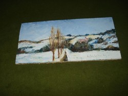 Winter landscape with row of trees, salt marsh