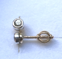Antique buton diamond screw earrings in gold silver