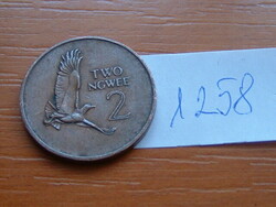 Zambia 2 ngwee 1968 bronze, flying martial eagle, 1st president kenneth david kaunda # 1258