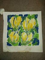 Ad van Hassel: "Sárga tulipánok", szitanyomat, 2419/3000, szignós, szélei csúnyák, a dúc szép