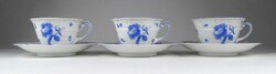 1J370 Régi kék virágos Rosenthal porcelán teáskészlet 3 darab