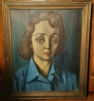 Duray Tibor (1912 - 1988) Hölgy portré 1949 -ből 70x60cm Eredeti Garanciával !
