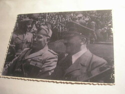 Hitler + Benito Mussolini ornament parade press photo real collector rarity back stamp for sale