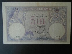 27   Régi bankjegy  -  ROMÁNIA  5 Lej   920,  VF++