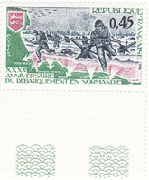 Commemorative stamp of France on the occasion of the landing in Normandy in 1974