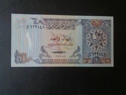27 Old banknote - qatar p13 - 1 riyal 1985 unc