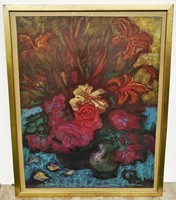 Pap Gyula (1899 - 1983) Virágcsendélet c képe 70x55cm Eredeti Garanciával !