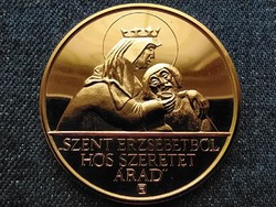 Szent Erzsébet ereklyetartó Marburg aranyozott fém emlékérem 42mm PP (id62412)