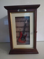 Wood -3 d- glass door - in the doorway - wood - small guitar 33 x 22 x 20 cm - cabinet - German - flawless