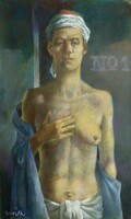Lajos Horváth: the figure (pastel cardboard 70x40 cm, framed)