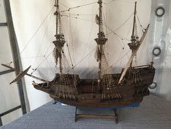 Golden hind three masted ship model made of balsa wood