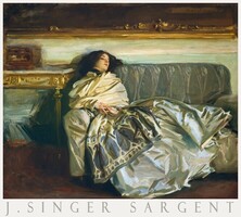 John singer sargent in comfort 1911 painting art poster, elegant lady relaxing on the couch
