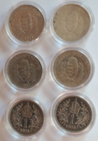 1914 - 1915 -1926 - 1926 - 1927 - 1939 ezüst 1 koronás érme 6 darab
