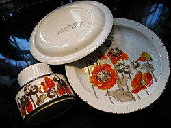Stonehenge Midwinter pipacsos retro angol  7 db tányér készlet vázával