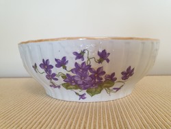 Régi Zsolnay porcelán ibolyás tál nagy falitál vintage népi falidísz