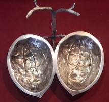 Curiosity: antique silver-plated Berndorf walnut serving bowl, centerpiece (m2574)