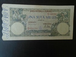 27  31 Régi bankjegy  -  ROMÁNIA 100000  Lej  1946 (dec.20.)  XF