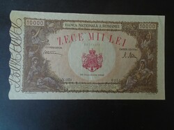 27  25  Régi bankjegy  -  ROMÁNIA 10000  Lej  1945 (dec.20.) VF+