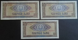 27 73 Old banknotes (3 pieces) - Romania 5 lei 1966 vf