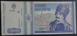 27  93 Régi bankjegy  -  ROMÁNIA 5000 Lej  1993  május   P104 XF