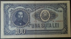 27 65 Old banknote - Romania 100 lei 1952 vf + red serial number rare (very rare)