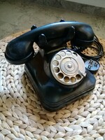 Bakelit tárcsás telefon retro fekete,fém számlapos